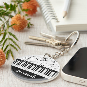 Piano Keyboard Music Notes Custom Colours Key Ring