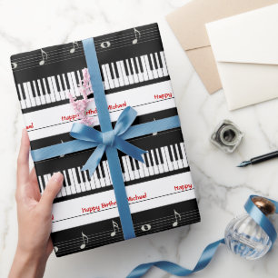Piano Keyboard, Music Notes, Custom Wrapping Paper