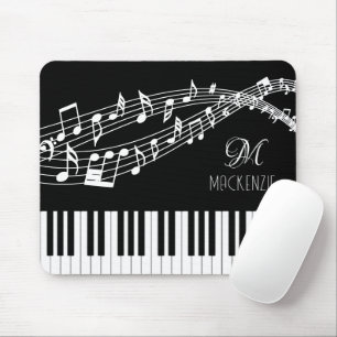Piano Keyboard Music Notes Monogram Custom Colour Mouse Pad
