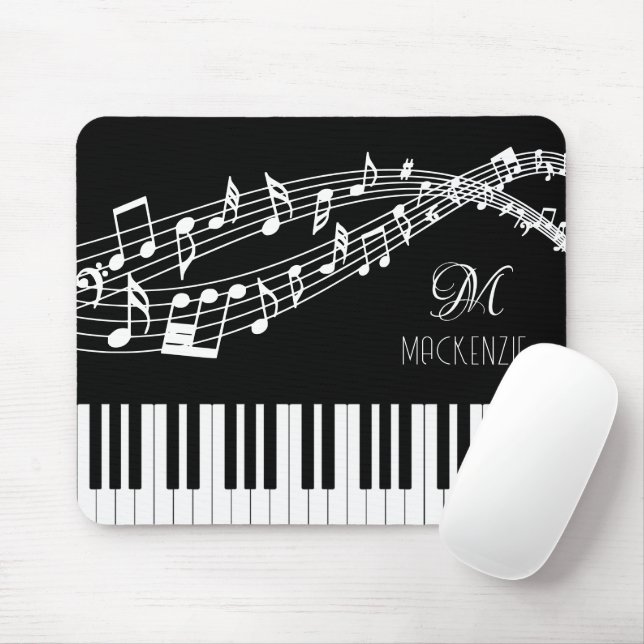 Piano Keyboard Music Notes Monogram Custom Colour Mouse Pad (With Mouse)