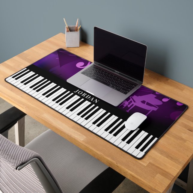 Piano Keyboard Music Purple Magenta Personalised Desk Mat (Office 2)