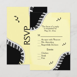 Piano Keyboard Music RSVP with Menu Yellow