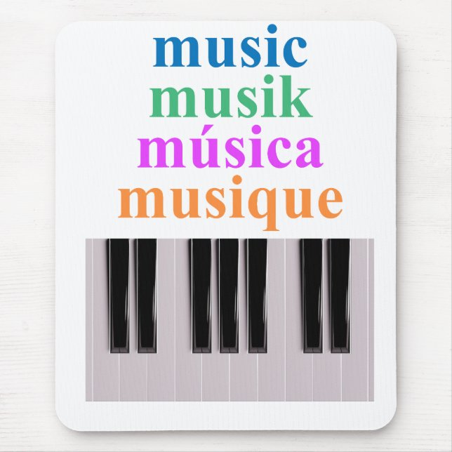 Piano Keyboard Music Text in Multiple Languages Mouse Pad (Front)
