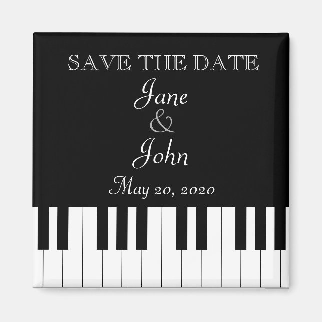 Piano Keyboard Music Wedding Save The Date Magnet (Front)