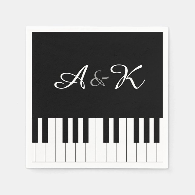 Piano Keyboard Music Wedding Set 50 Paper Napkins (Front)