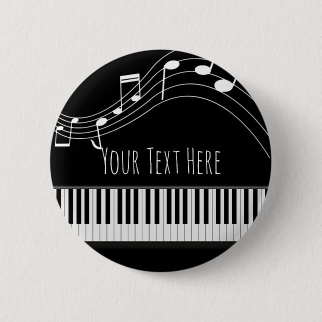 Piano Keyboard & Musical Notes 6 Cm Round Badge (Front)
