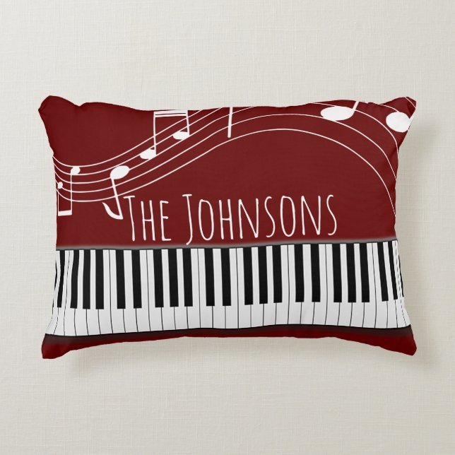 Piano Keyboard & Musical Notes Decorative Cushion (Front)