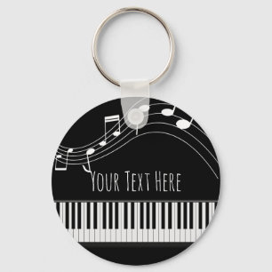 Piano Keyboard & Musical Notes Key Ring