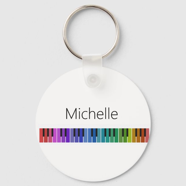 Piano Keyboard & Musical Notes Keychain (Front)