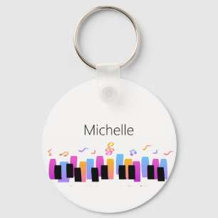 Piano Keyboard & Musical Notes Keychain