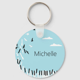Piano Keyboard & Musical Notes Keychain