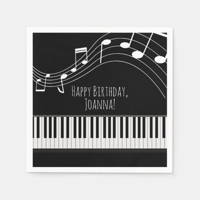 Piano Keyboard & Musical Notes Napkin (Front)