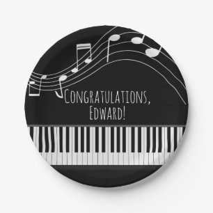 Piano Keyboard & Musical Notes Paper Plate