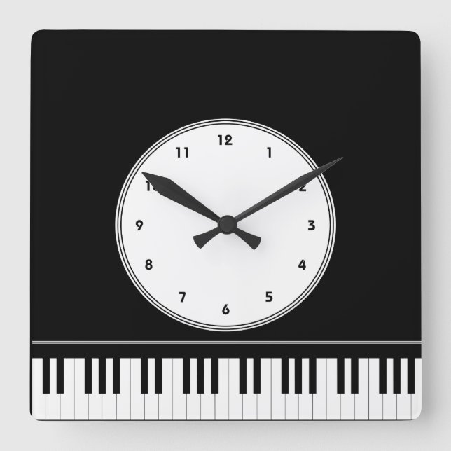 Piano keyboard musical wall clock (Front)