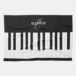 Piano Keyboard Musician Music Custom Monogrammed Tea Towel
