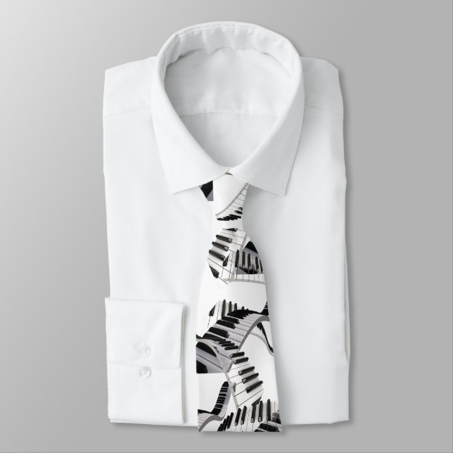 Piano Keyboard on a White Tie (Tied)