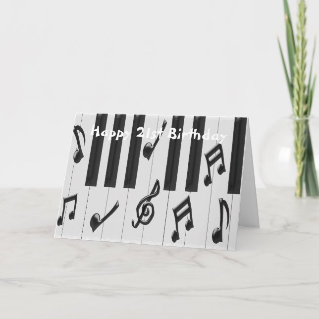 Piano Keyboard Personalised 21st Birthday Card (Front)