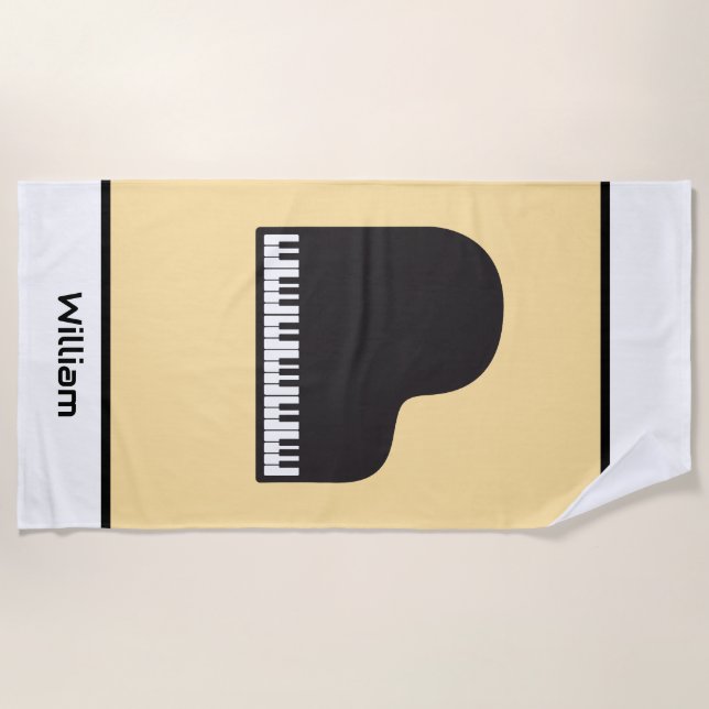Piano Keyboard Personalised Musician's Beach Towel (Front)