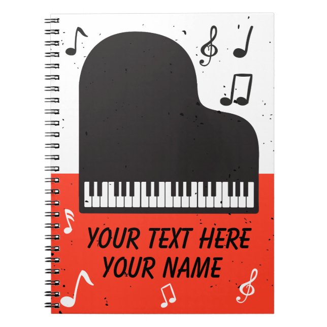 Piano Keyboard Personalised Musician's Notebook (Front)
