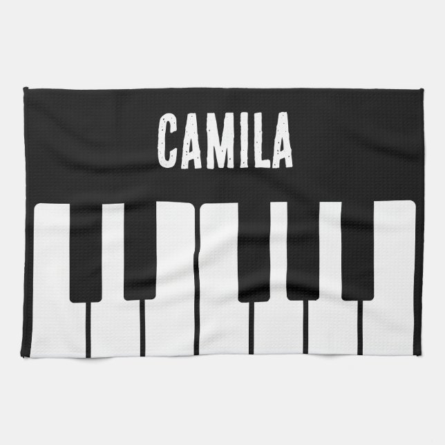 Piano Keyboard Personalised Musician's Tea Towel (Horizontal)