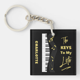 Piano Keyboard Players Fun Music Notes Key Ring