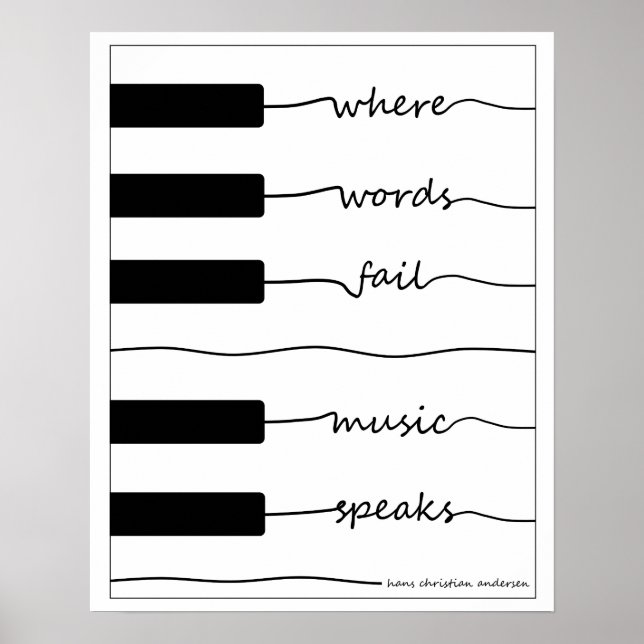 Piano Keyboard Poster with Inspirational Quote (Front)