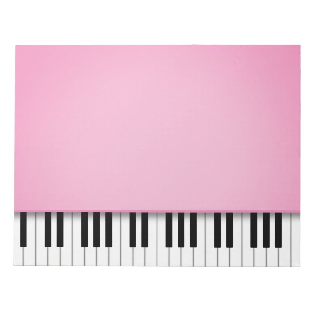Piano Keyboard Pretty Pink 8.5x11 Music Notepad (Front)