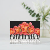 Piano Keyboard Roses and Music Notes Postcard (Standing Front)