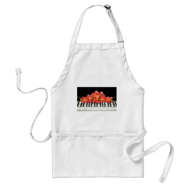 Piano Keyboard Roses and Music Notes Standard Apron (Front)