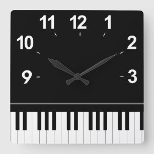 Piano keyboard square wall clock