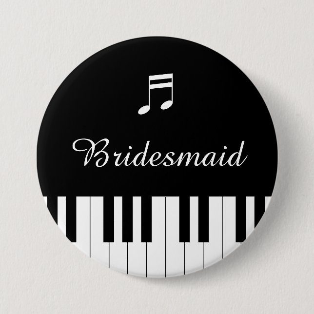 Piano Keyboard Wedding Button Bridesmaid (Front)