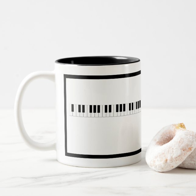 Piano Keyboard With Border Two-Tone Coffee Mug (With Donut)