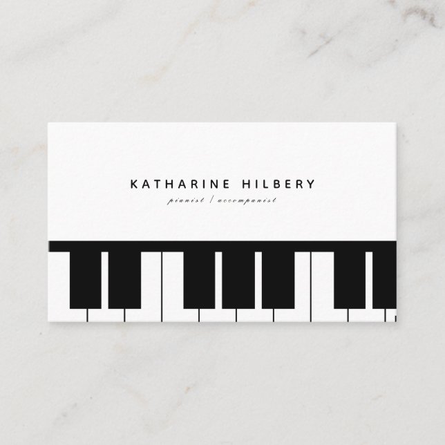 Piano Keyboards Minimalist White Business Card (Front)