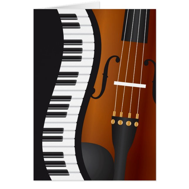 Piano Keyboards Wavy Border with Violin Card (Front)