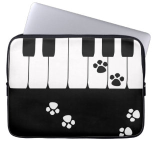Piano keys and cat feet paws  laptop sleeve