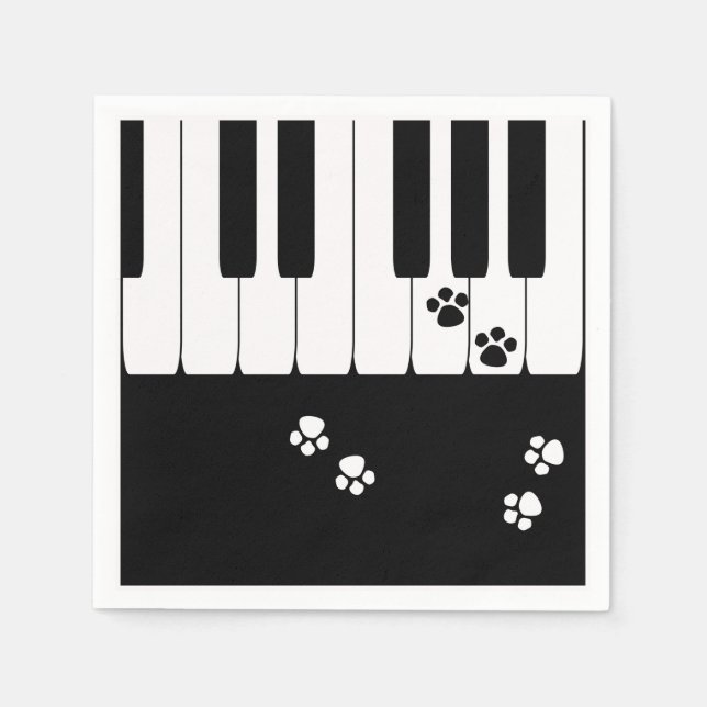 Piano keys and cat feet paws napkin (Front)