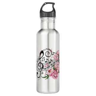 Piano Keys and Flowers 710 Ml Water Bottle