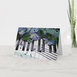 Piano Keys and Flowers Card