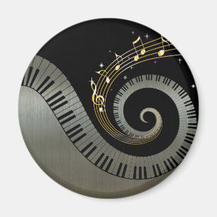 Piano Keys and Gold Music Notes Aluminium Magnet