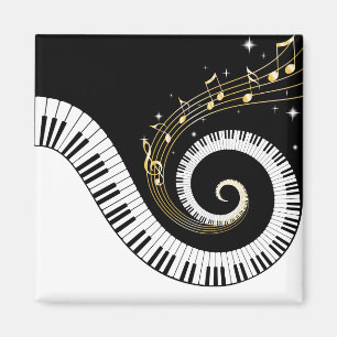 Piano Keys and Gold Music Notes Magnet