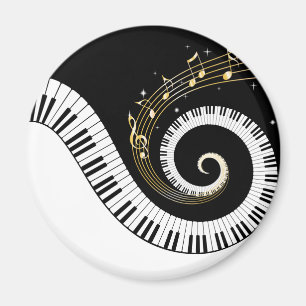 Piano Keys and Gold Music Notes Magnet