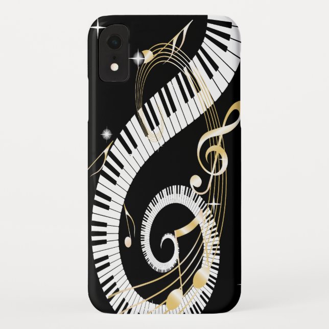 Piano Keys and Golden Music Notes Case-Mate iPhone Case (Back)