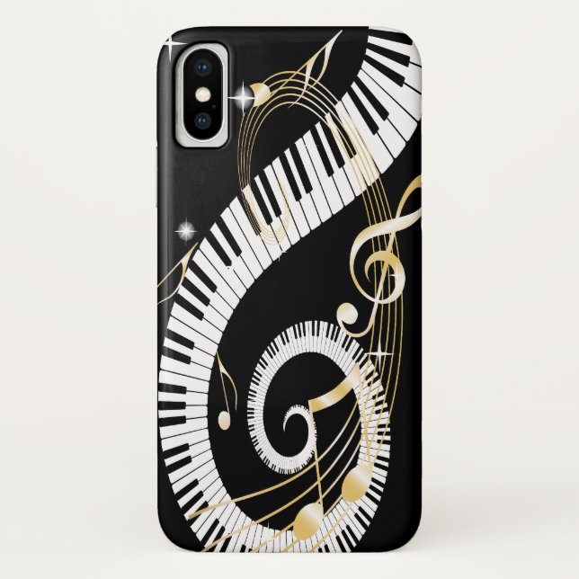 Piano Keys and Golden Music Notes Case-Mate iPhone Case (Back)