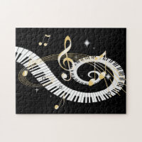 Piano Keys and Golden Music Notes