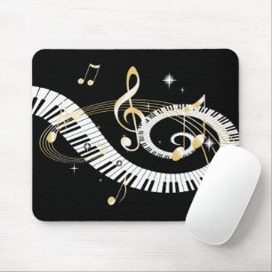 Piano Keys and Golden Music Notes Mouse Pad