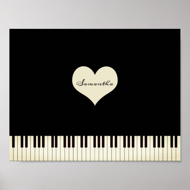 Piano keys and Heart Personalised Poster (Front)