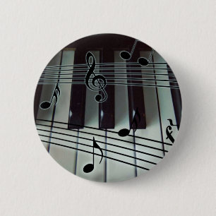 Piano Keys and Music Notes 6 Cm Round Badge