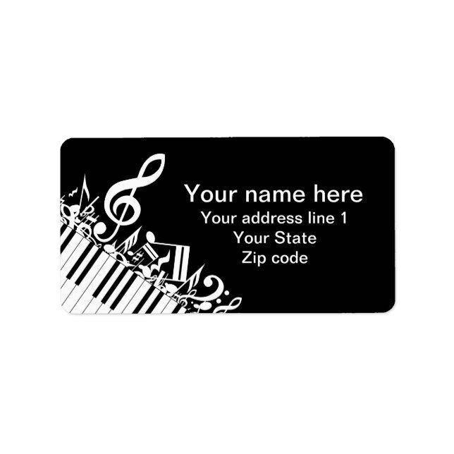 Piano Keys and  Musical Notes Label (Front)