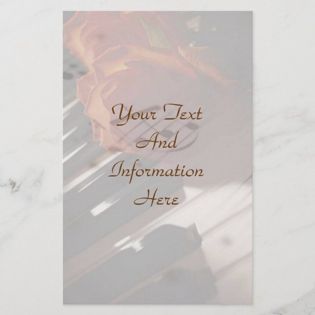Piano Keys and Rose Stationery (Front)