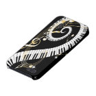 Piano Keys and Swirling Golden Music Notes